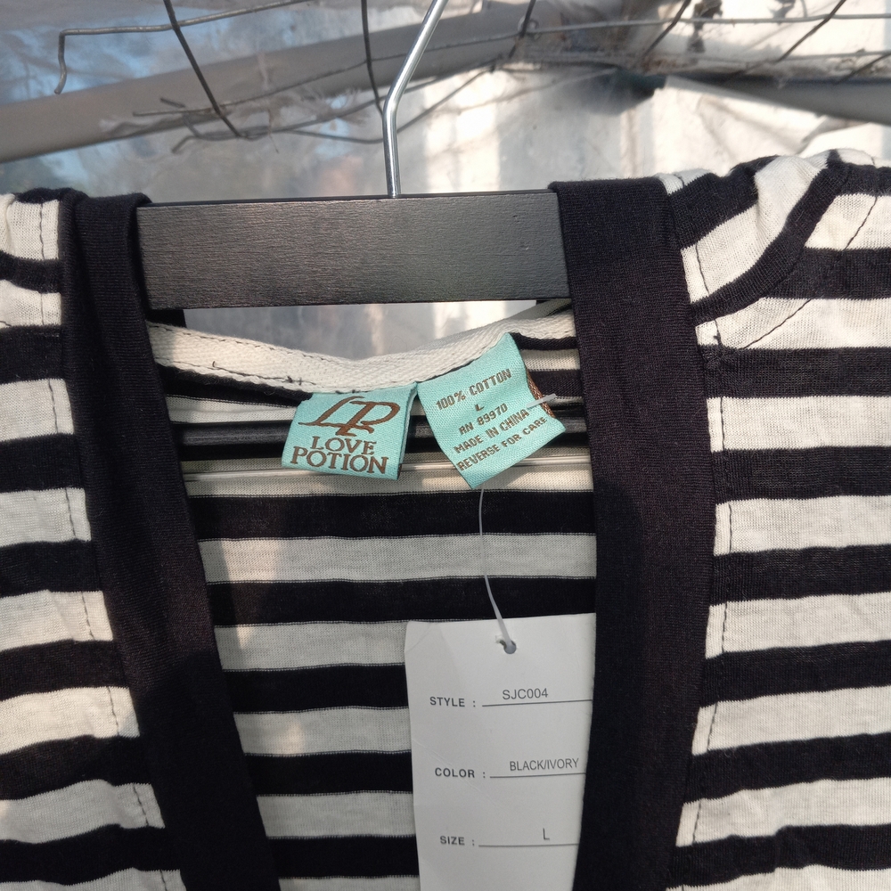Love Potion Black and White Striped Hoodie
